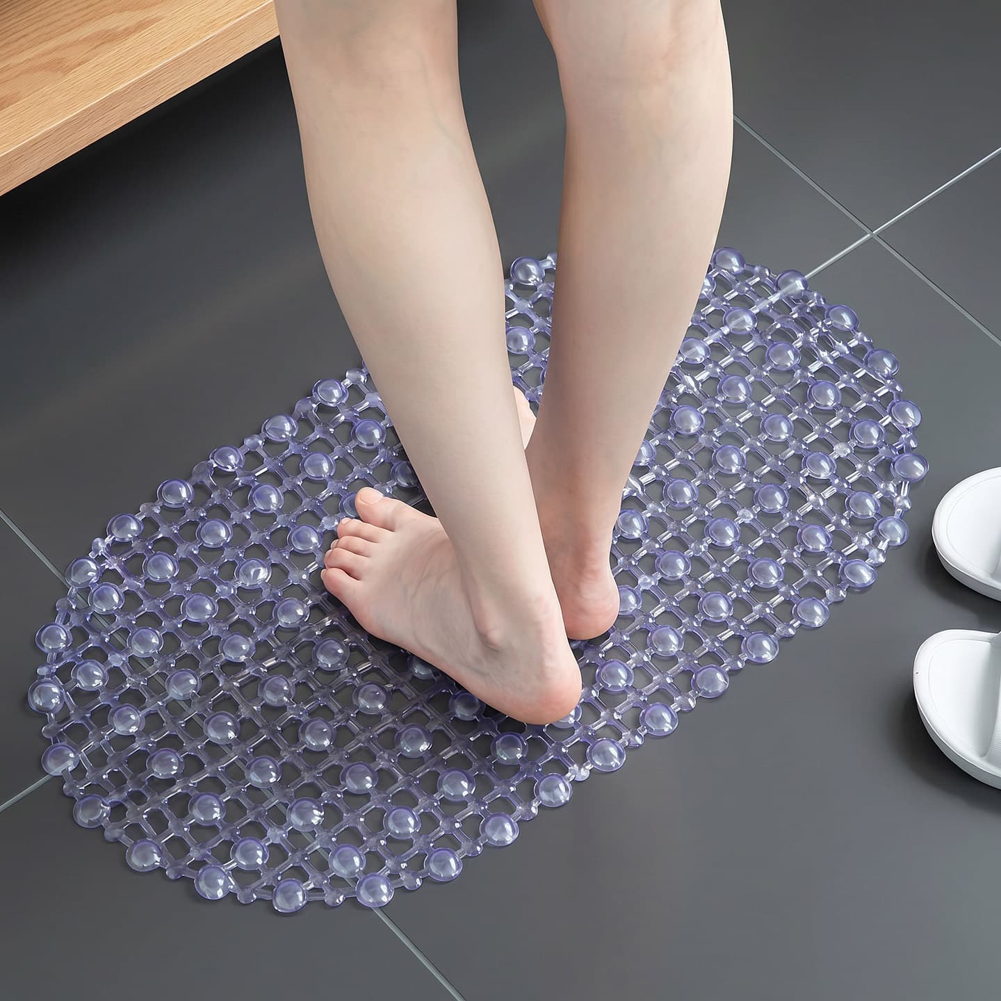 Bathroom Non-Slip Mat Shower Floor Mat Bathtub Shower Room Mat PVC Bath Mat with Suction Cups