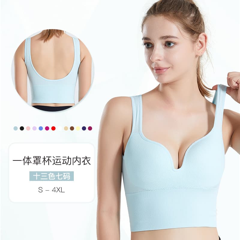 One-Piece Cup Wireless Sports Bra, Adjustable Yoga Sleep Fitness Push-Up Sexy Longline Vest Bra for Women