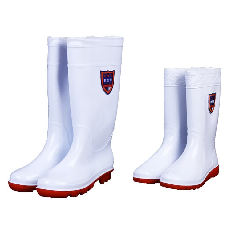 Oil-Acid-Alkali Resistant Food Hygiene Boots, Rubber Sole Water Shoes Anti-Slip Sole White Food-Grade Work Rain Shoes Food Boots