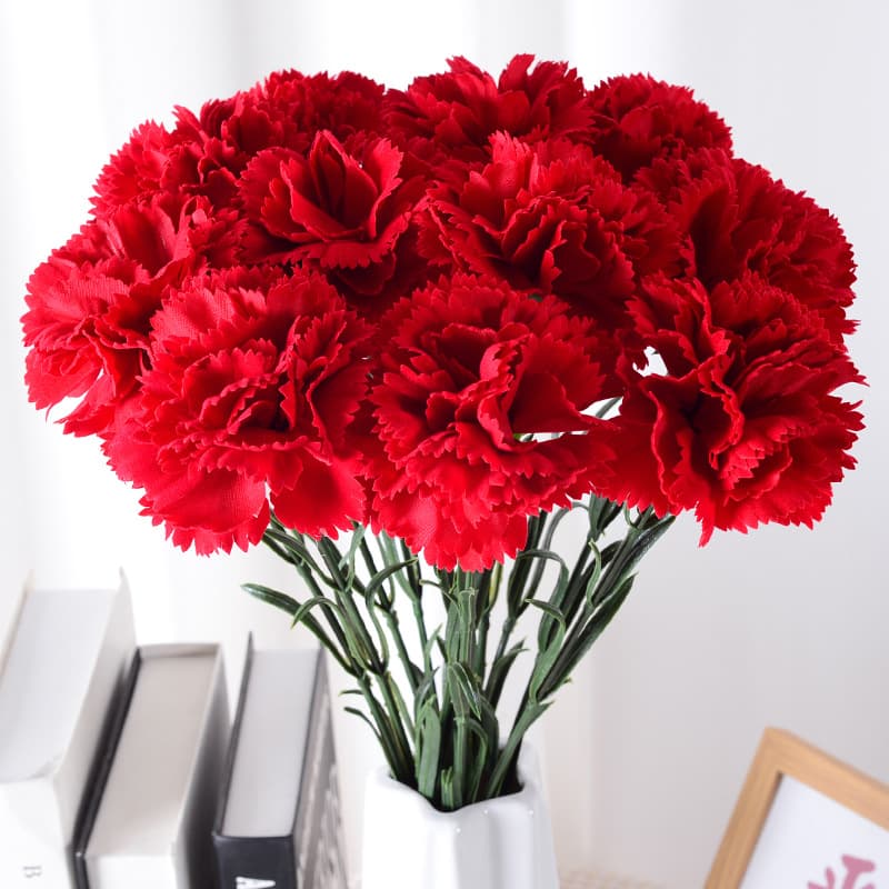 Artificial Single-Head Carnation for Mother's Day, Teacher's Day Gift, Fake Flowers, Home Decoration, Factory Wholesale and Retail