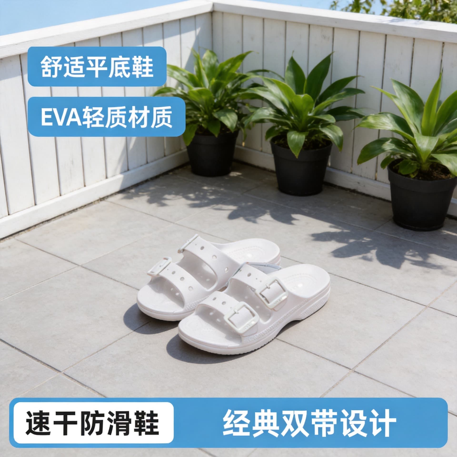 Beiya Comfort Double Strap Slide Sandals Classic Couple Casual Flat Sandals Summer Soft Sole