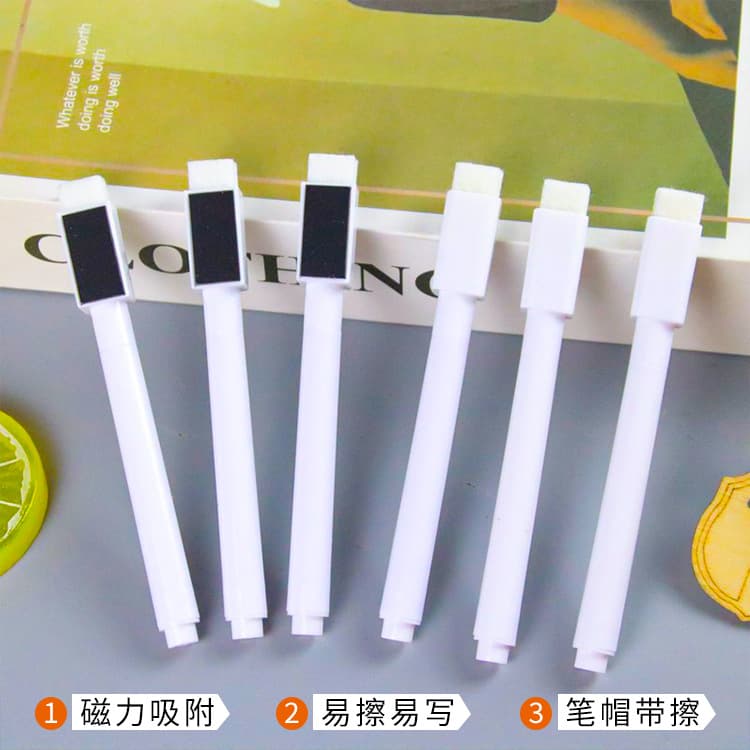 White liquid chalk with brush head, magnetic blackboard pen, erasable dust-free LED light board pen, water-based highlighter
