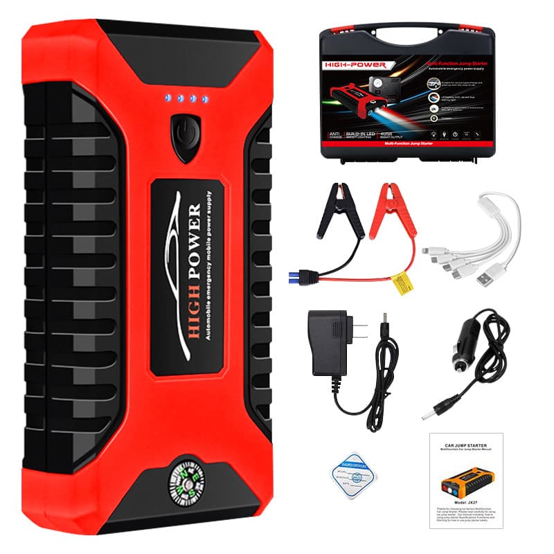 Car Emergency Jump Starter with Air Compressor 12V Multi-function Portable Power Bank Jump Starter Rescue Tool