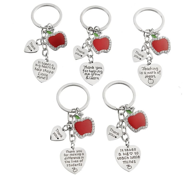 Europe and the United States a great teacher teacher's day stainless steel keychain thank you red apple gratitude commemoration