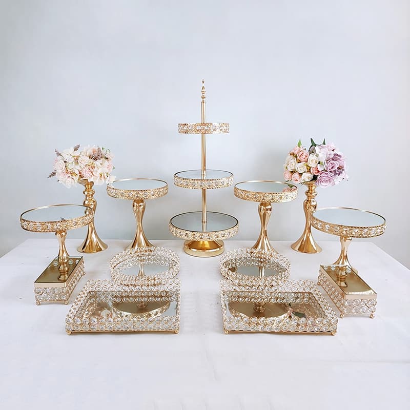 Beautiful 3-Tier Cupcake Dessert Display Decoration Tool Wedding Crystal Mirror Cake Stand Set