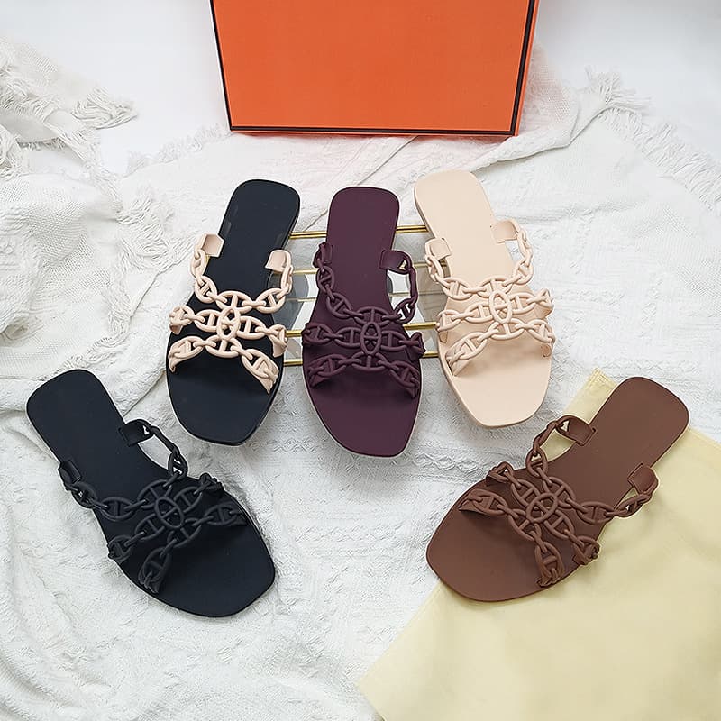 Summer Flat Fashion Chain Sandals, Indoor and Outdoor Beach Shoes, Cross-Border Foreign Trade