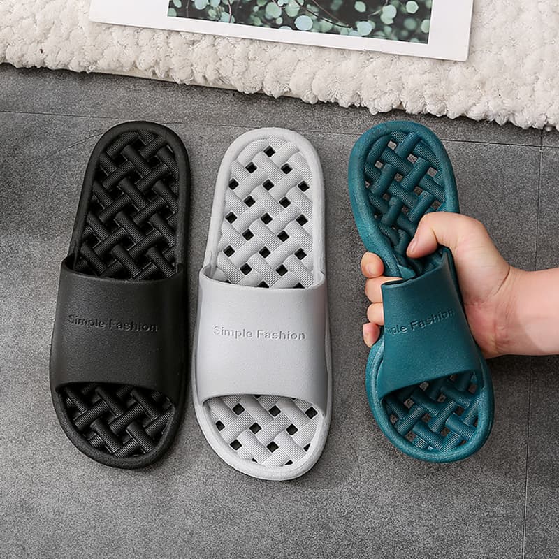 Bathroom Slippers for Home Leisure, Women's Summer Comfort Soft Sole, Household Shower Toe-Covering Leak-Proof Sandals, Men's Hotel