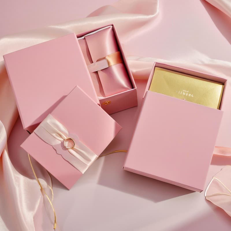 Custom pink drawer gift boxes for jewelry, scarves, eye masks, high-end square pull-out kraft paper packaging