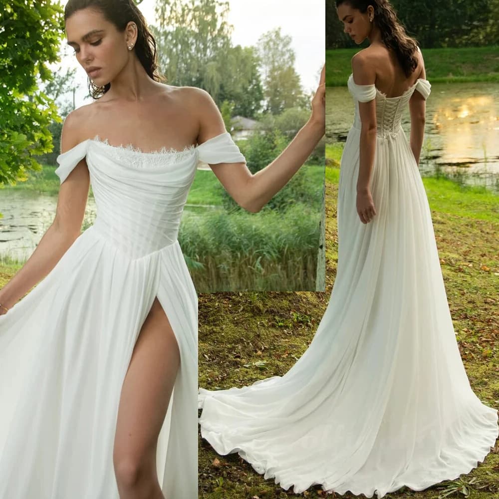 Cross-Border Light Wedding Dress European and American Slim Off-Shoulder Wedding Gown Amazon Fashion High-End Trailing Dress