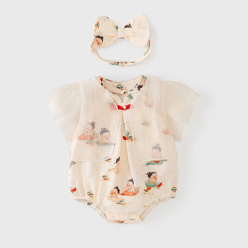 Baby clothes, summer jumpsuit, baby girl's new Chinese-style Hanyi, Chinese style Hanfu, thin section, going out, fart cover