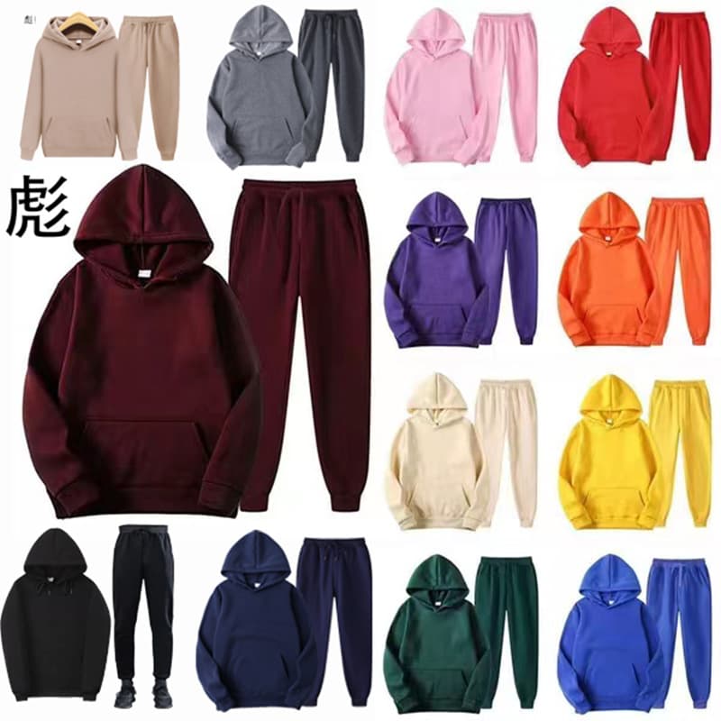 Source Factory Wholesale Blank Solid Color Sweatshirt Set 220g Fabric Unisex Hoodie Set Cross-Border Foreign Trade Y