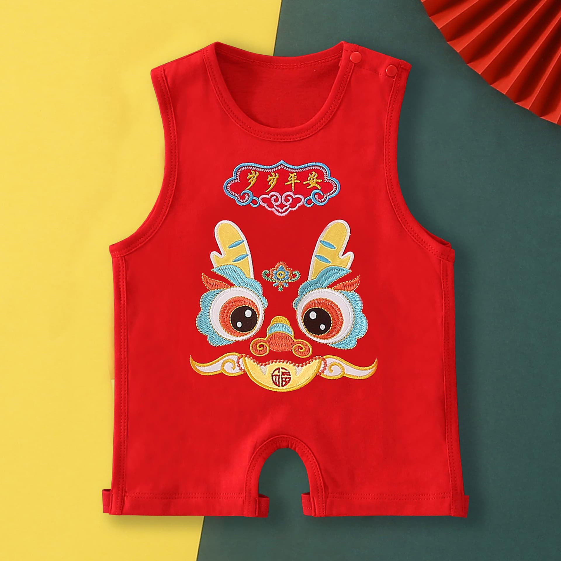 Baby Belly Band to Prevent Cold, 100-Day Full Moon Onesie, Summer Boy Vest, One-Year-Old Dress, Red for Baby Girl