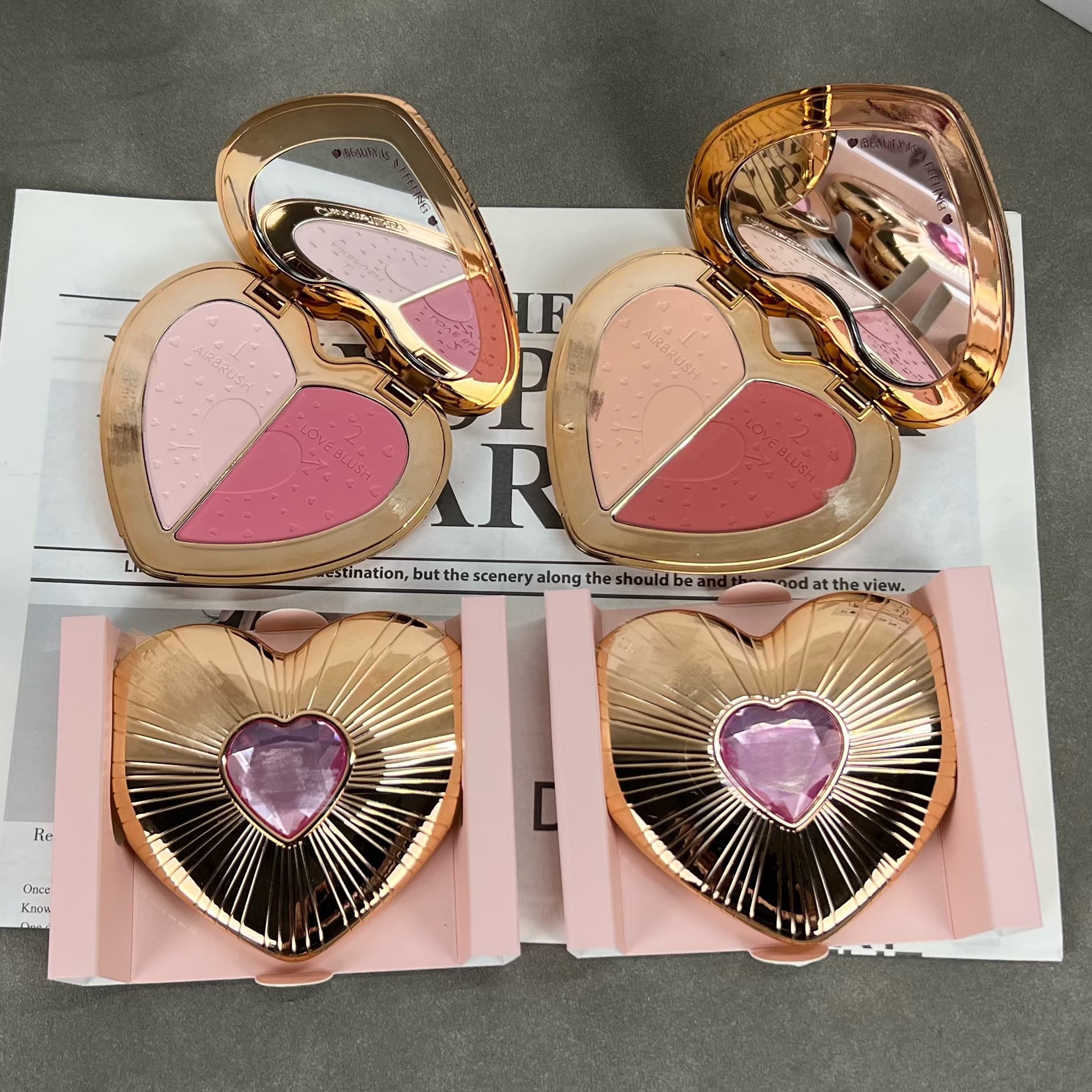 Cross-border C-House Bestseller Dual-Color Heart Blush Pink#Rose Pink Peach#Bean Red