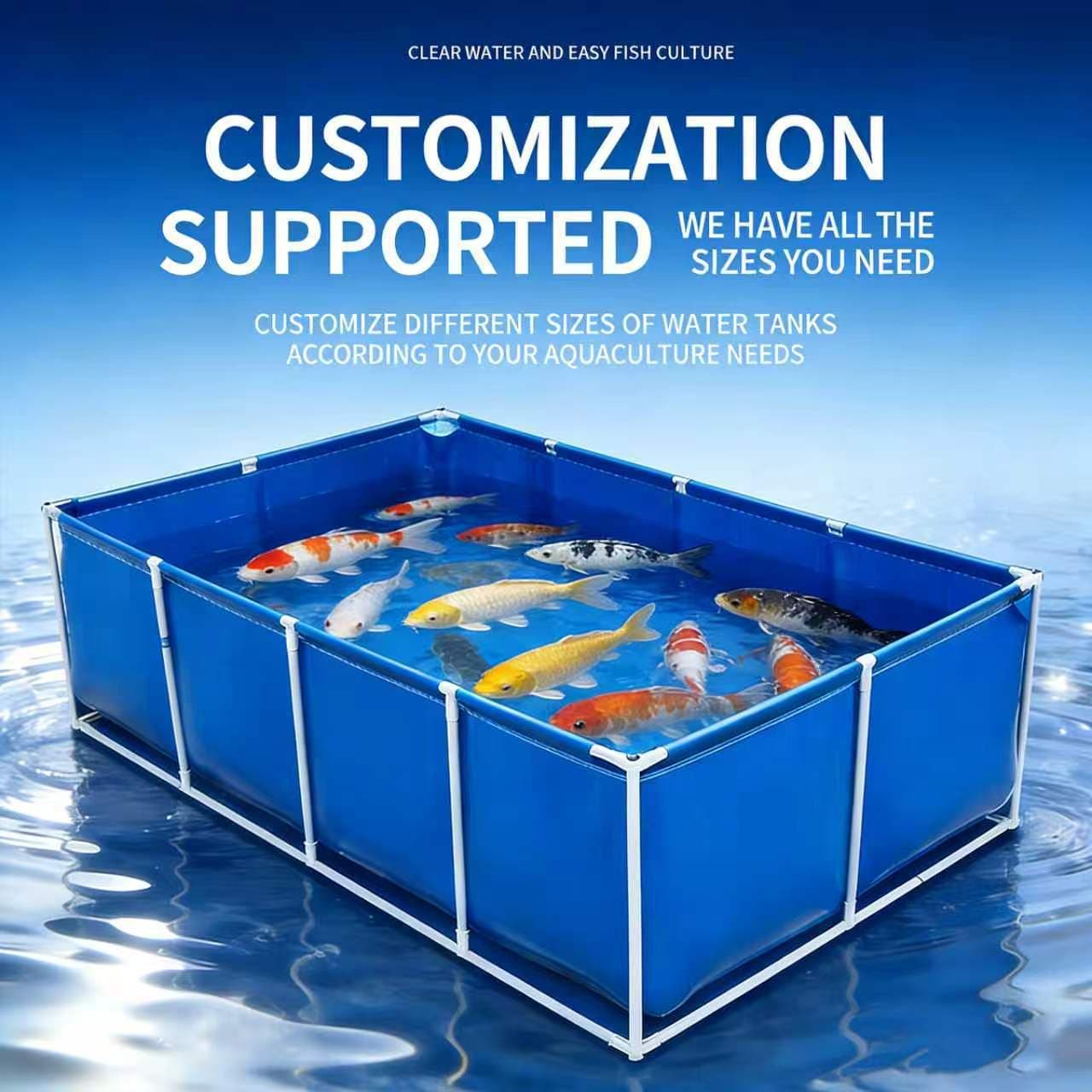 Canvas Fish Pond Tarpaulin Waterproof Fabric Outdoor Swimming Pool Knife-Coated Cloth Water Storage Tank Home Use Thickened Foldable Aquaculture Pool
