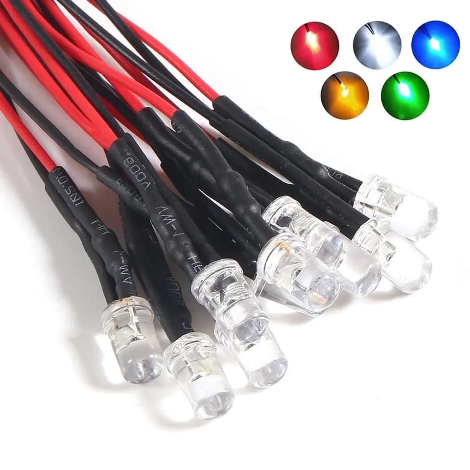 100pcs 12V LED Lights Emitting Diodes 5mm LED Assorted Kit D