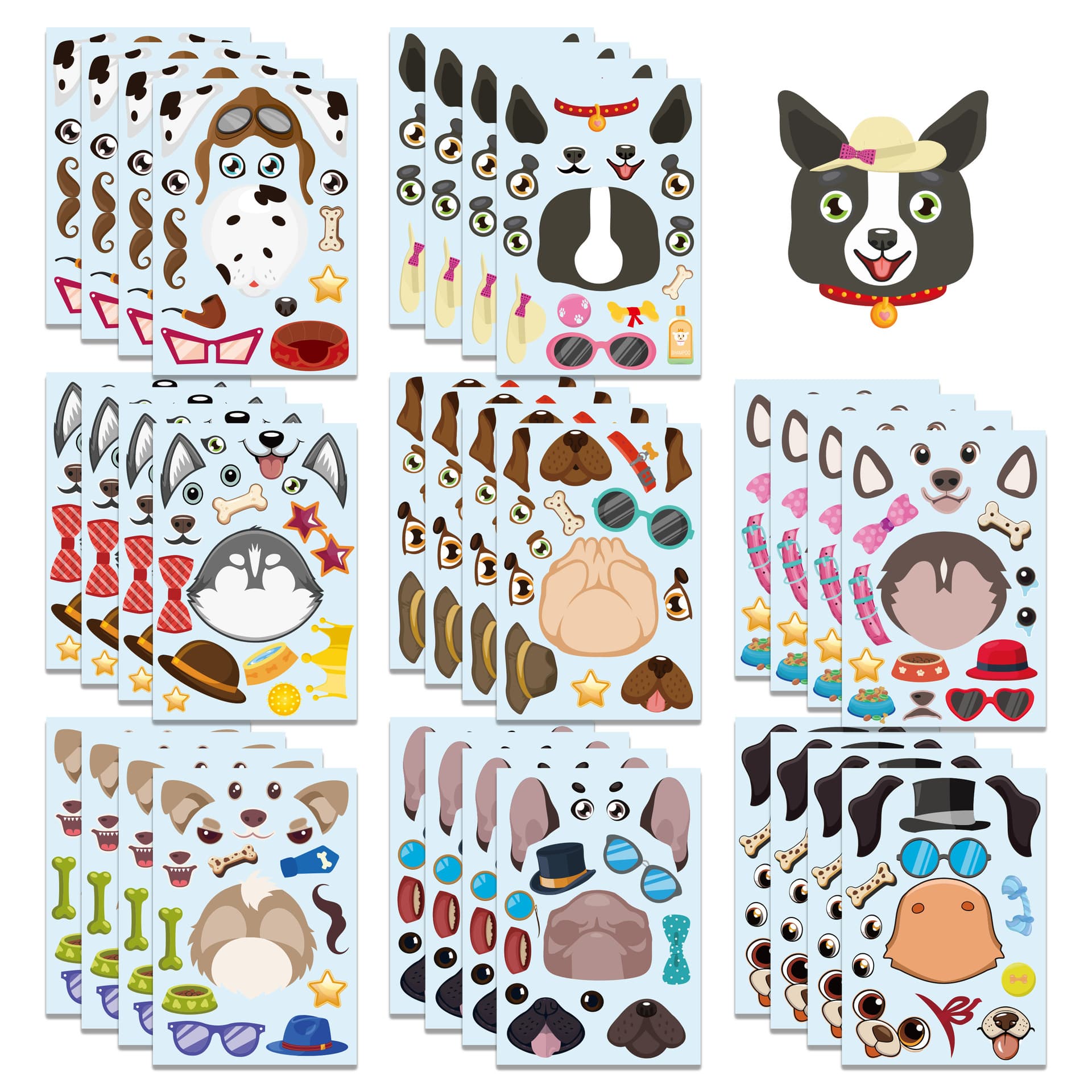 Cross-border Pet Dog Face Swap Stickers, Cute Puppy Puzzle Stickers for Children DIY Scrapbook Stationery Custom