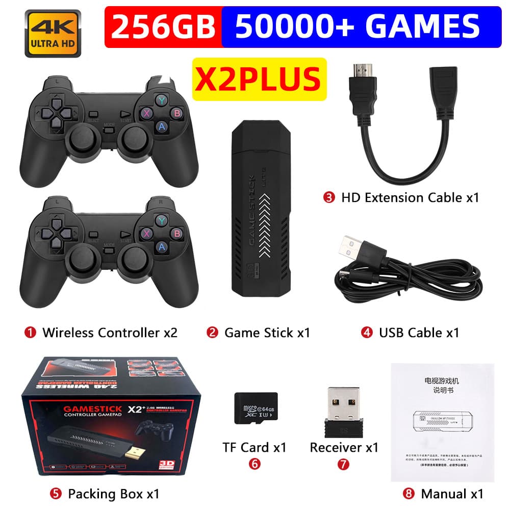 X2 PLUS Home Game Console HD 2.4G Wireless Retro PSP TV Game Console GD10 3D Game Stick