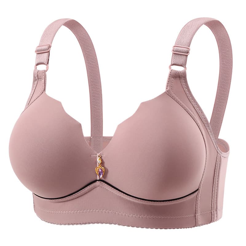New cross-border plus-size wire-free comfortable breathable push-up women's underwear, non-magnetic thin cup smooth surface bra for plus-size women.