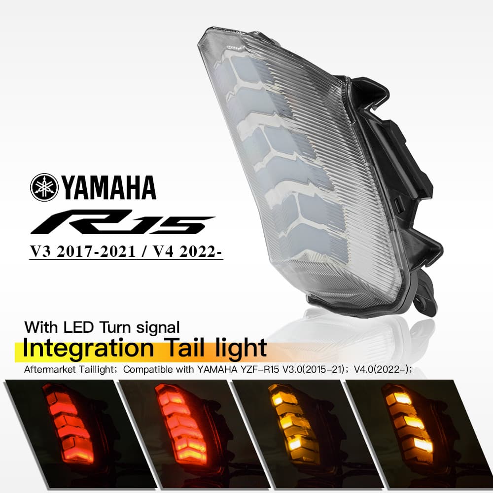 Integrated LED Tail Brake Light with Turn Signals for Yamaha Motorcycle YZF-R15 V3-V4