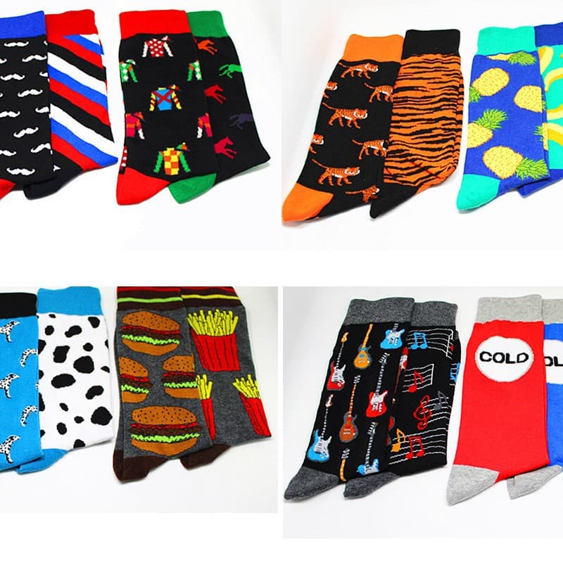 Cotton Unisex Socks Fashionable Skateboard Style Mid-Calf Men's Women's Distinguishable Left And Right Foot Socks
