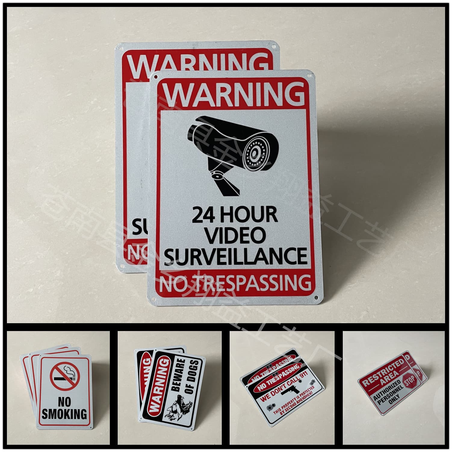 24-Hour Surveillance Sign, 24-Hour Video Surveillance Warning Sign, Aluminum Reflective Sign, Amazon English Sign