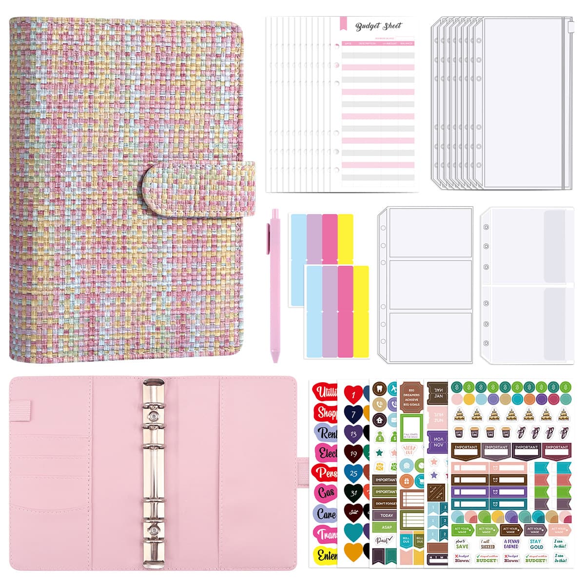 Cross-border A6 binder creative notebook zipper bag macaron PU leather binder cash budget hand ledger
