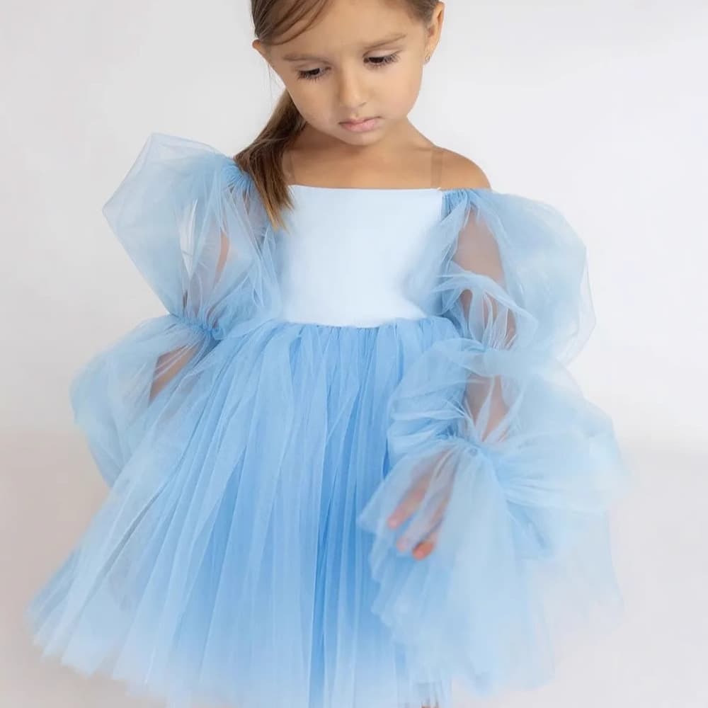 AliExpress children's one-year-old dress cute flower girl wedding one-shoulder princess dress Amazon mesh tutu skirt