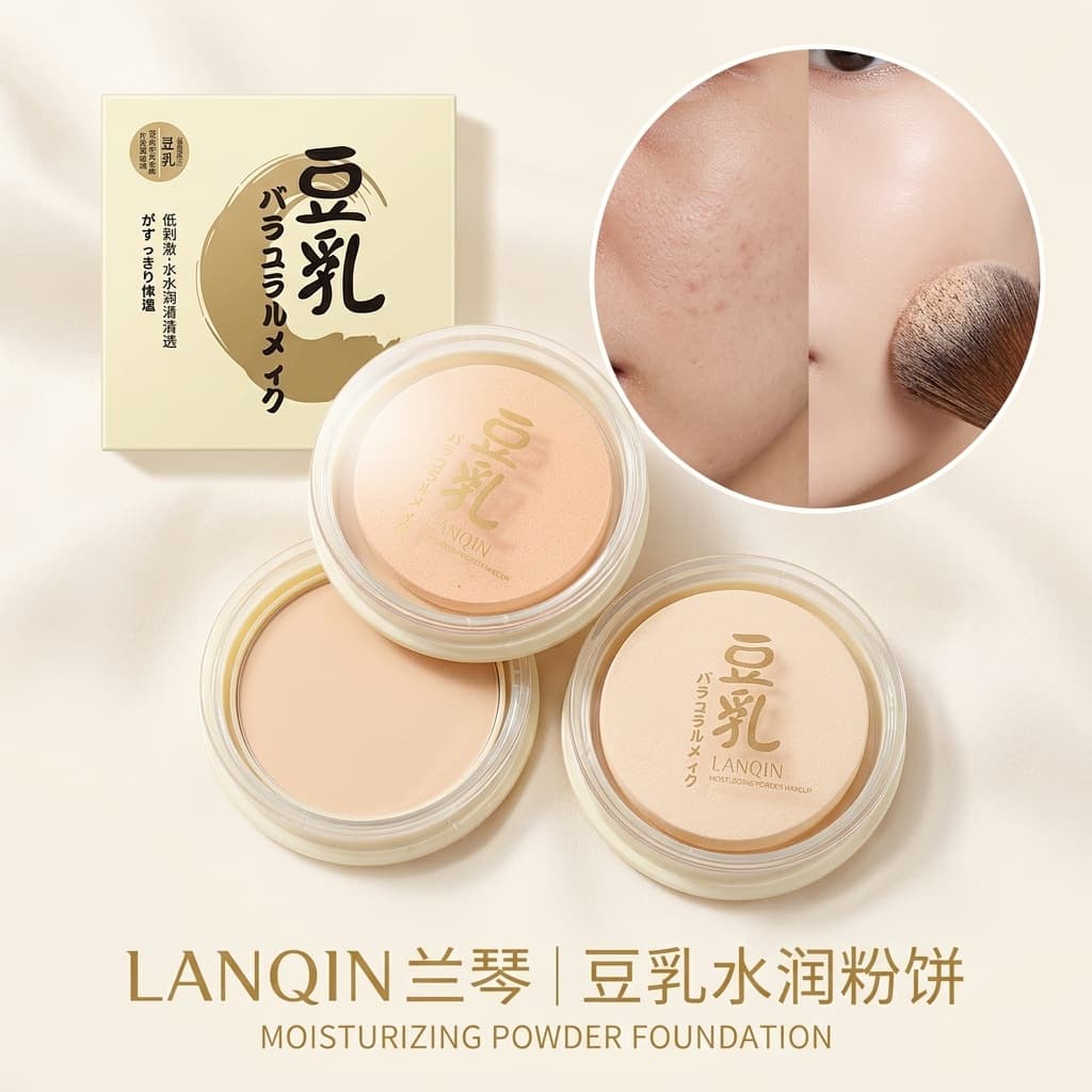 Soy Milk Pressed Powder Long-Lasting Makeup Setting Soft-Focus Pore-Blurring Concealer No White Cast Moisturizing Non-Greasy Loose Powder Setting Powder