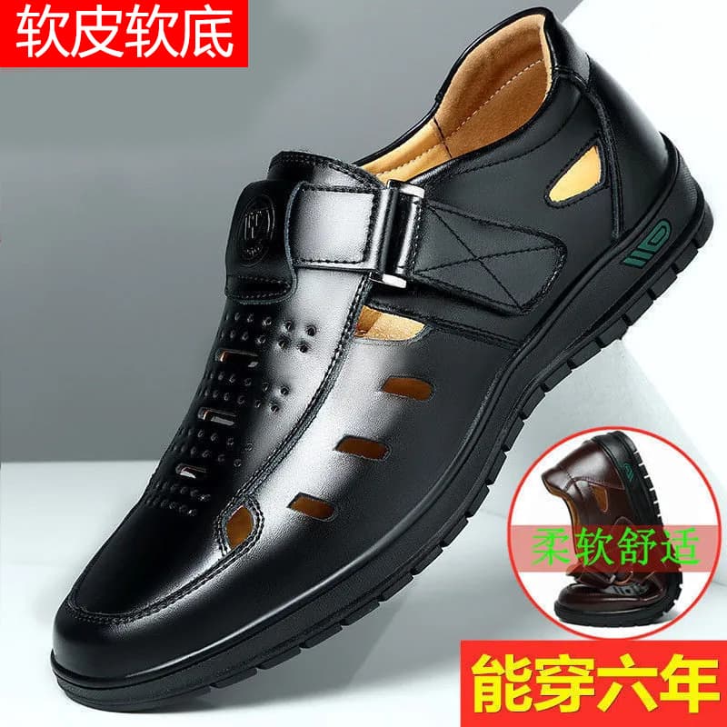 【Free Shipping】Men's Cross-Border Leather Shoes Business Formal Single Shoes Soft Sole Summer Men's Sandals Men's Leather Sandals