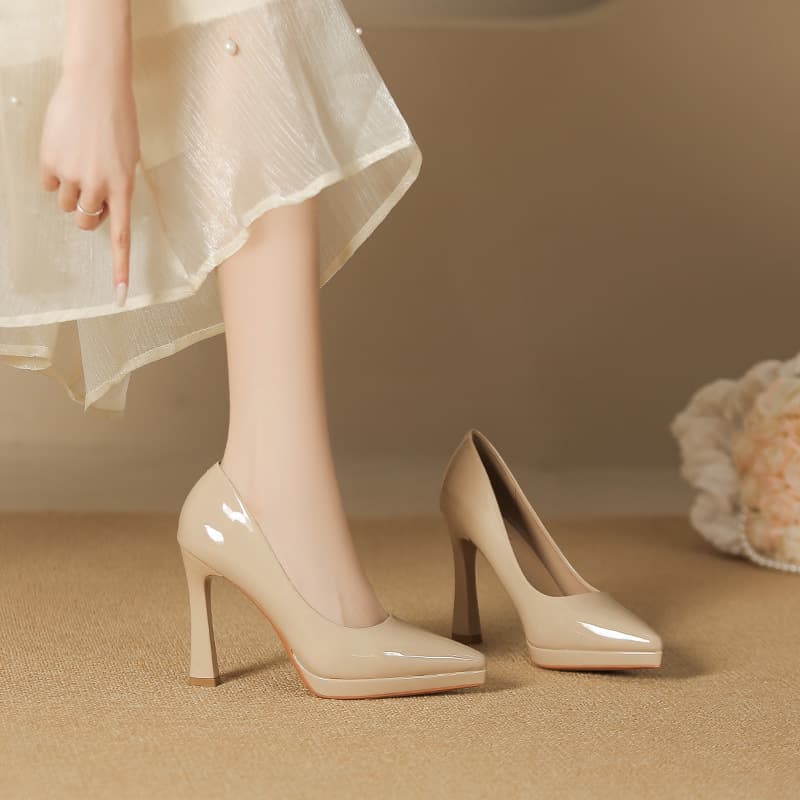 105-1 Pointed Stiletto Heel Shoes Women's Not Tired Feet Solid Color Super High Heels Sexy Waterproof Platform Shallow Mouth Single Shoes Women