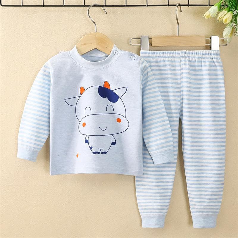 2025 New Style Children's Autumn/Winter Colored Cotton Underwear Small to Medium Kids Boys and Girls Baby Cotton Autumn Clothes and Pants Base Layer Set