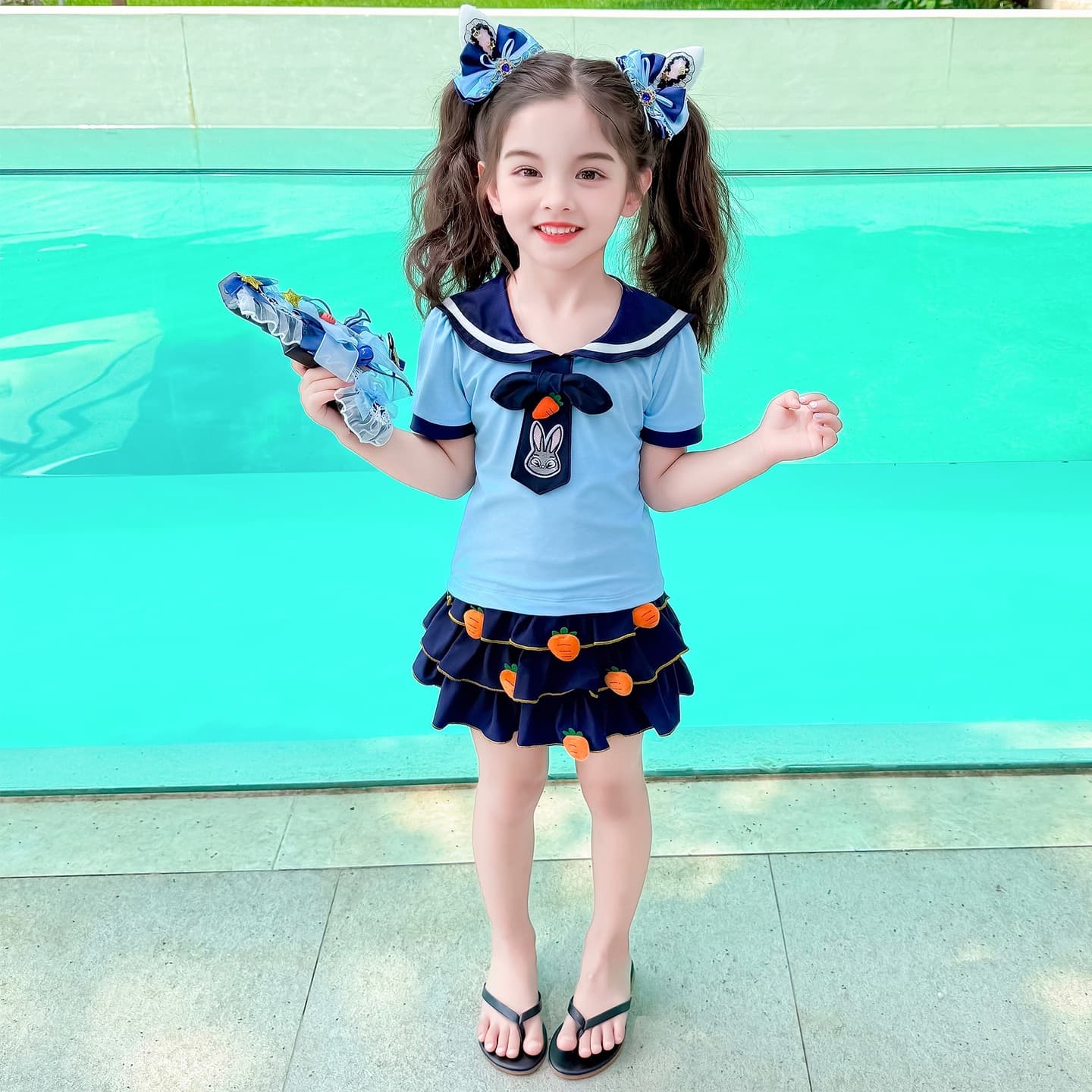 Girls Summer Swimsuit 2026 New Style Children's Fashionable Cute Cartoon Two-Piece Swimwear