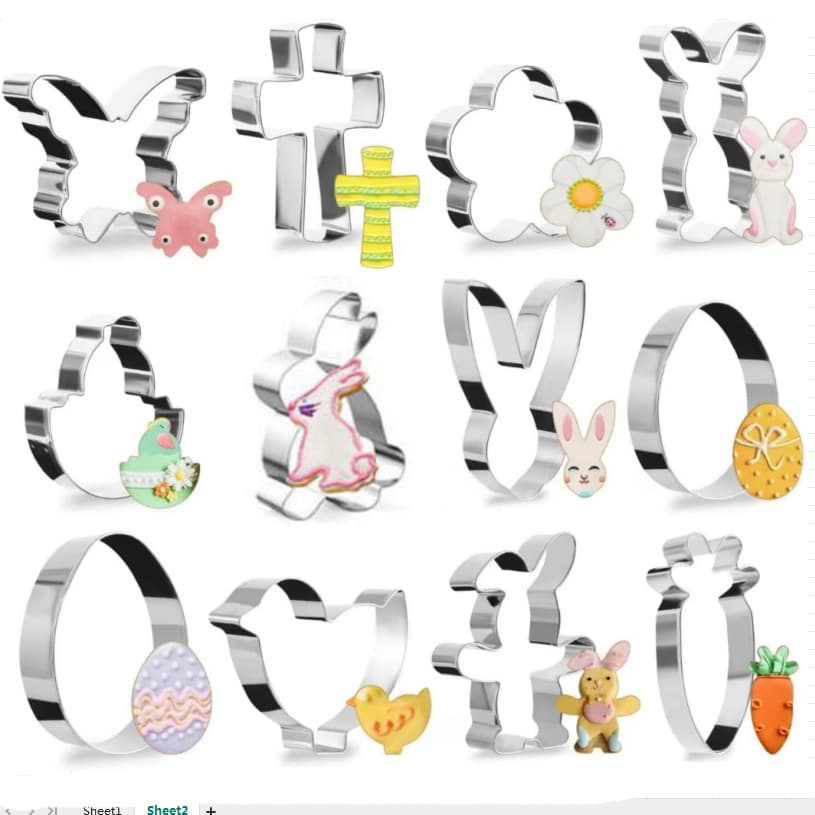 Easter Cookie Molds Rabbit Egg Carrot Stainless Steel Cookie Cutter Baking Tool Cake Mold