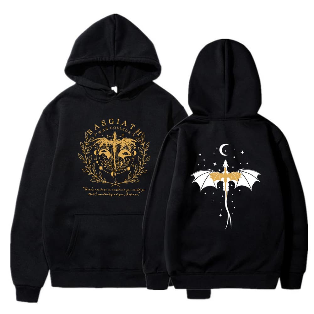 Fourth Wing Double-Sided Hoodie Basgiath War Academy Hoodie Unisex Hooded Sweatshirt Bookish Style