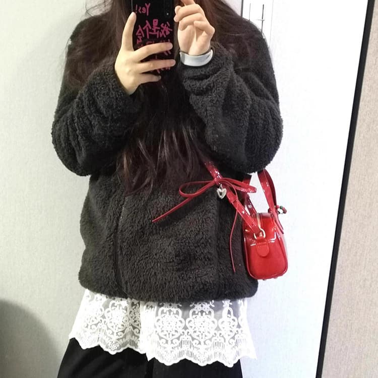 Butt Curtain Women's Sweatshirt Bottoming Artifact Fake Hem Layered Inside White Lace Bottoming Skirt Covering Butt Curtain Large Size