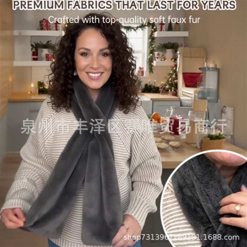 Soft Faux Fur Pull-Through Scarf with Hidden Zipper