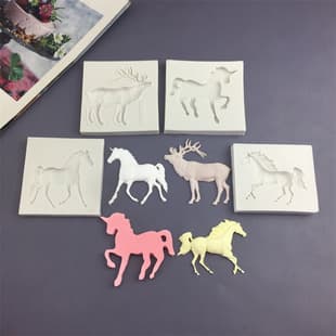 Horse Moose Unicorn DIY Silicone Mold for Fondant Cake Resin Aroma Therapy Gypsum Insert Decoration Baking Mold