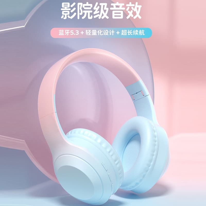Cartoon-style Foldable Bluetooth Headset with Noise Cancellation, Universal for Sports, PC, and Mobile