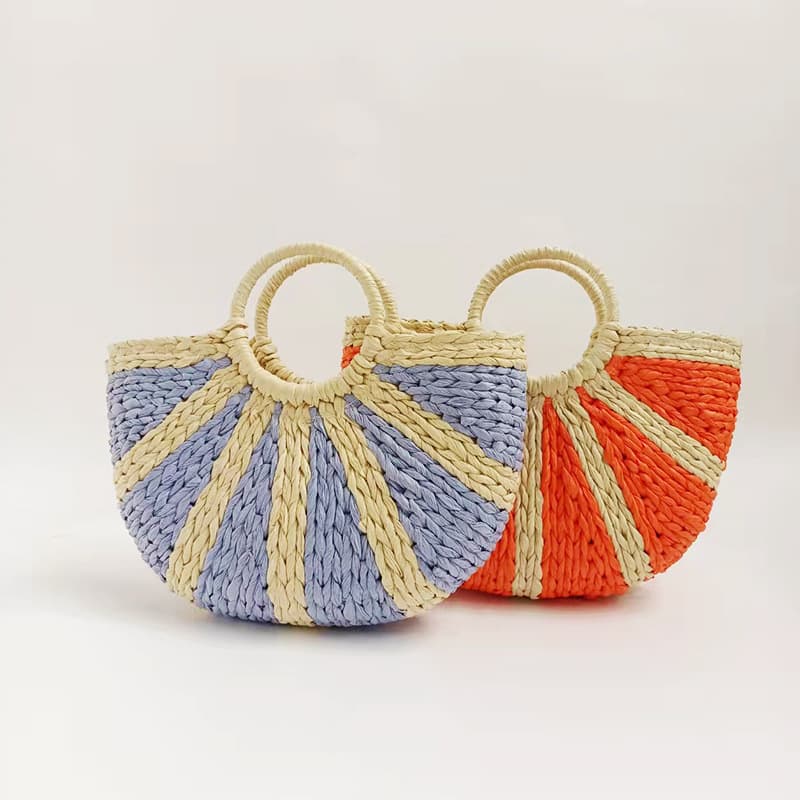 2026 New Straw Woven Bag Summer Woven Pumpkin Half-Moon Vacation Beach Bag Women's Handbag Versatile