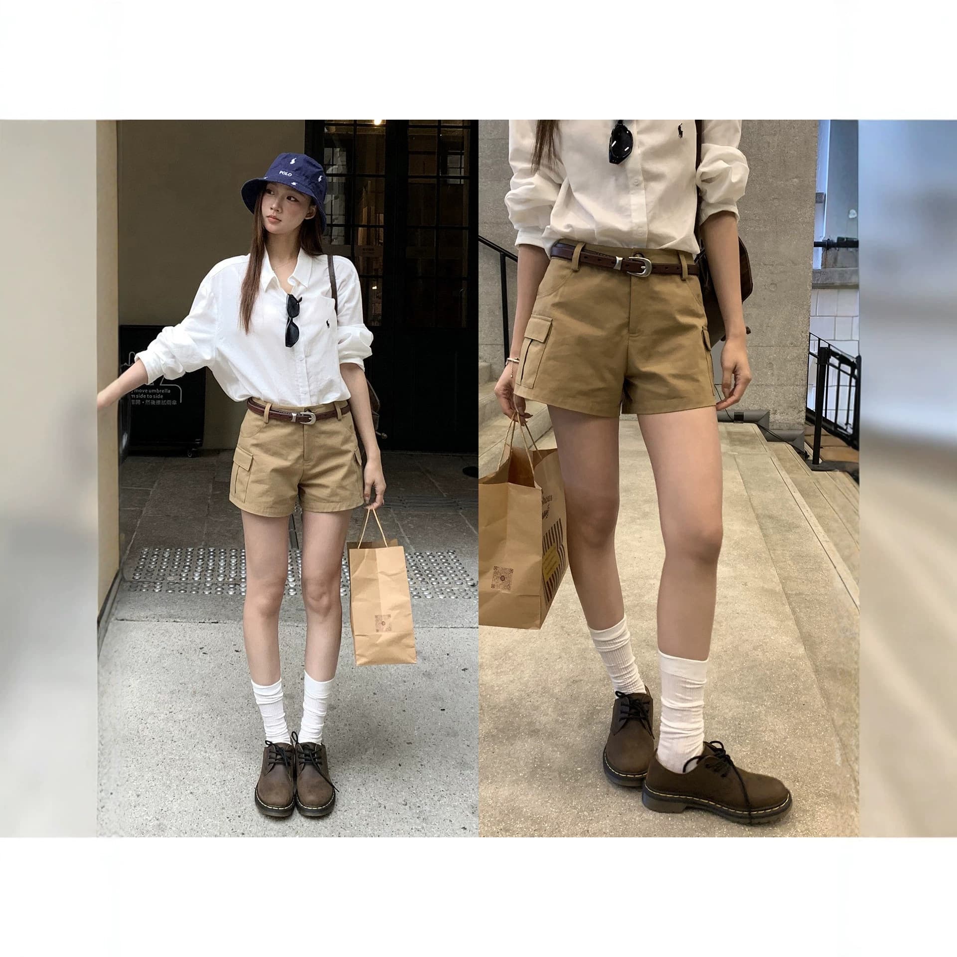 Celebrities Hall shorts for women summer 2026 new khaki casual pants overalls American low-waist hot pants for small people