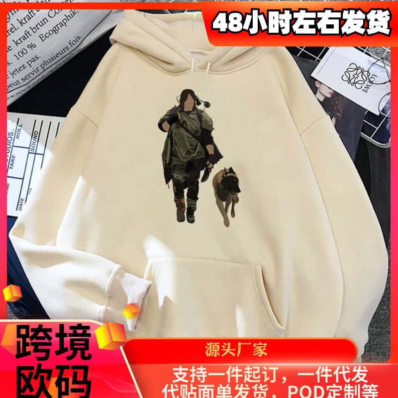 Daryl Dixon Hoodie Women Anime Graphic Gothic Fleece European and American Cotton