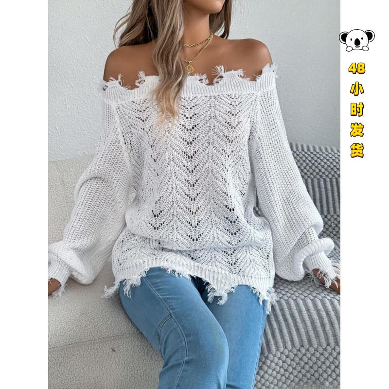 V 32412 Hollow off shoulder sweater Hollow off shoulder sweater