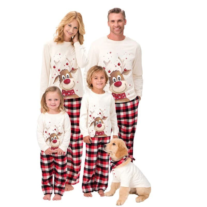 2025 eBay New Arrival Christmas Reindeer Family Matching Cross-border Digital Print Long Sleeve Pajama Set Homewear Factory