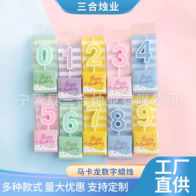 Candy Digital Candle Macaron Candy Color Birthday Candle Party Decoration Cake Insert Colorful Number Candle