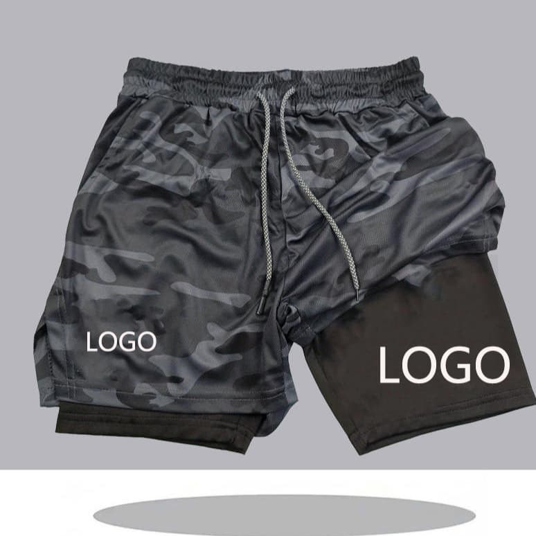 Summer Breathable 2-in-1 Double Layer Shorts Men Stretch Compression Shorts Quick Dry Multi-Function Shorts Custom Logo Print