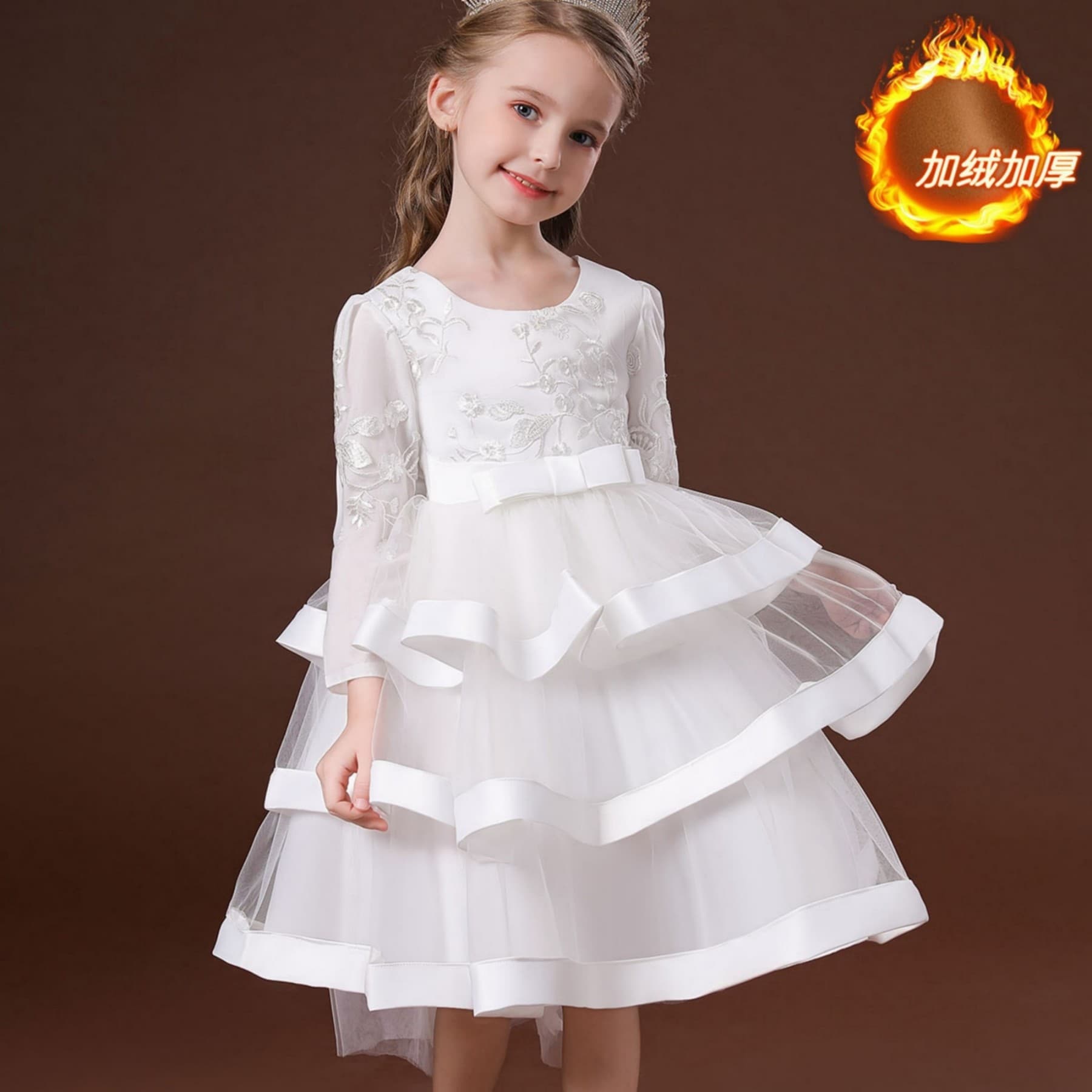New Children's Embroidered Princess European American Style Solid Color Tulle Puffy Stage Piano Host Performance Costume Wholesale