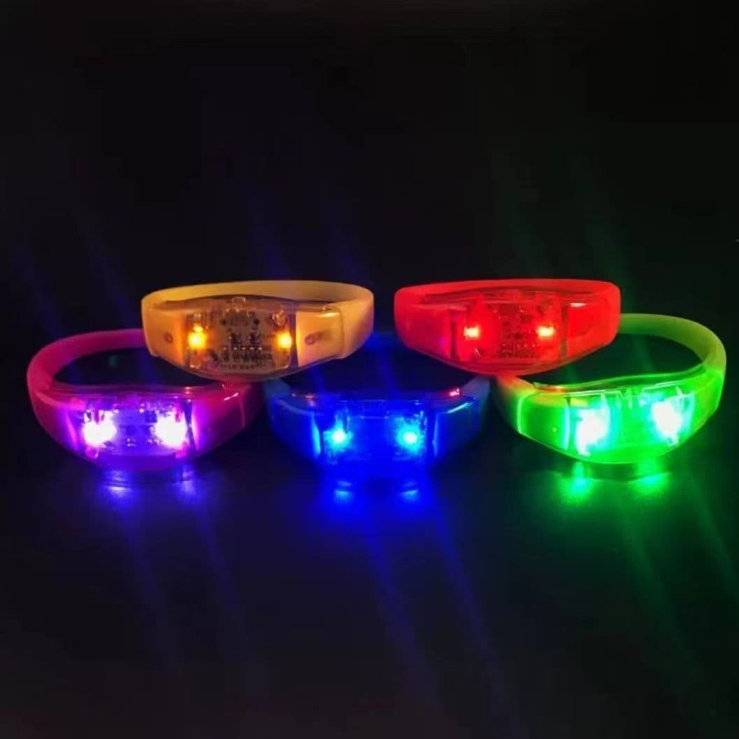 2-Light Silicone Glow Bracelet, Sound Control Sensor Light-up LED Night Light Wristband, Cheer Prop Factory Wholesale