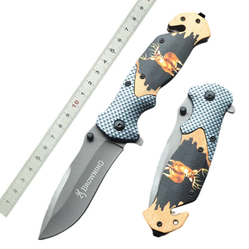 Cross-border spot Browning outdoor folding knife high hardness outdoor survival fishing portable self-defense multi-purpose knife