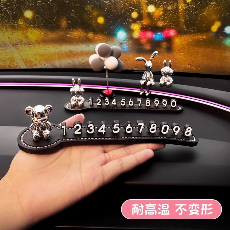 Creative Cute Car Interior Decoration Plate Number Parking Card Telephone Decor Car Hanging Ornaments Vehicle Interior Decoratio