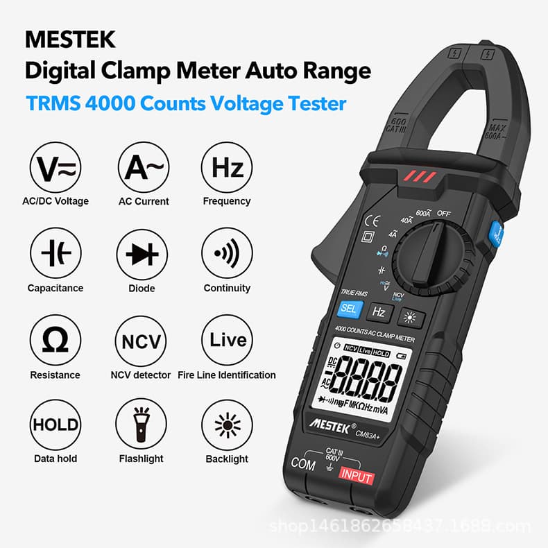 Digital Clamp Meter Multimeter Multifunctional Electrician Clamp Meter High-Precision Clamp-Type Ammeter 83A+